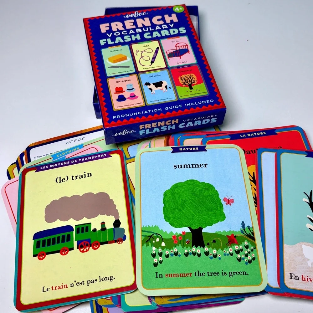 French Vocabulary Flash Cards 56 Count Multicolor Educational eeBoo Language 4+
